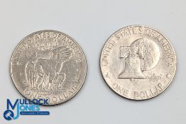 US 1972D Dollar Coin, plus a 1976 type II dollar coin, in circulated condition (2)