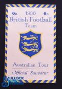 Rare British & I Lions Australian Tour Official Souvenir Booklet: Attractive 16pp brochure with