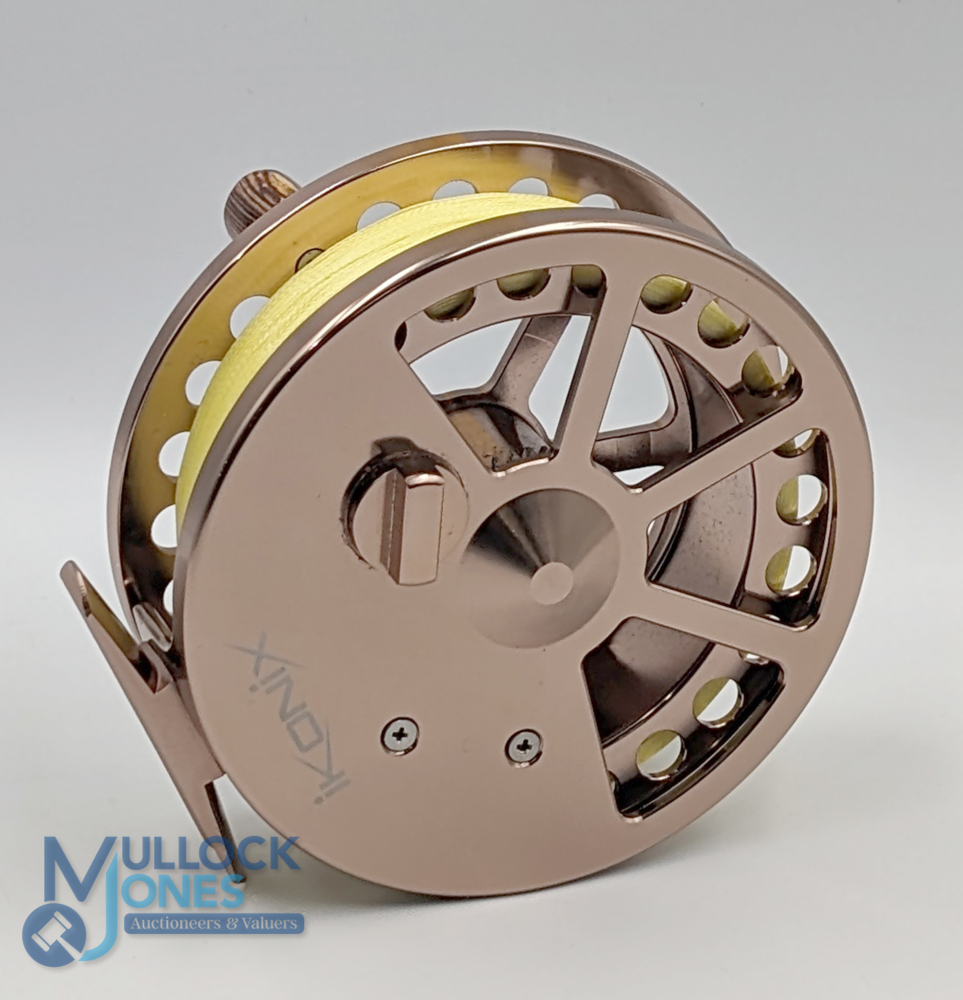 Ikonix alloy centre pin/trotting reel 4 1/4" ventilated spool, twin wood handles, on/off check, in - Image 2 of 2