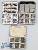 Hardy Bros Lidded Aluminium Fly Box, with 2 Richard slim alloy fly boxes, both with 6 lidded