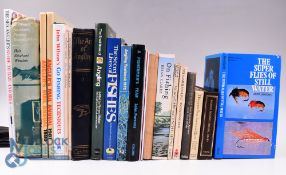 Twenty-two Fishing Books including The Super Flies of Still Water 1977, The Osprey Anglers Barbel