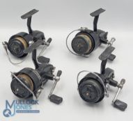 A collection of Mitchell 300 A fixed spool reels, all with good bails and run smoothly, showing