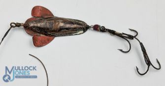Scarce c1871 Allcock Piano Covex Fishing Spinning Lure, makers named stamped to body with its