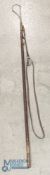 Period Hardy Bros Fishing Gaff, long wooden handle, with leather strap, belt clip brass fittings,