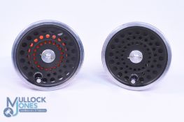 A pair of Hardy Bros Marquis 10 spools, very light use, in cloth bag. (2)