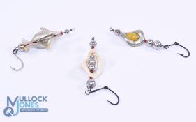 3 unusual pearl and bead lures, probably USA, all approx. 2