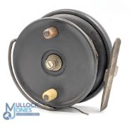 Hardy Bros Ebona Longstone 5” centre pin reel with brass starback, ebonite drum