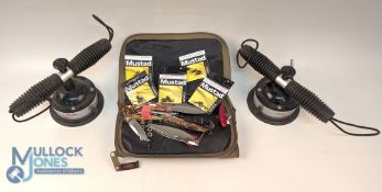 Snowbee Fishing Spinning Lure Tackle Bag with lures by ABU, Toby x14, Mustad Swivels Devons, and a