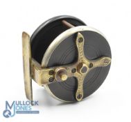 D Slater Patent 3018 wood, ebonite and brass starback centrepin reel 2 3/4