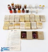 Veniards Fly-Tying Dyes, 17 are in original packets and 19 others in pots, plus detergent and