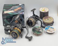 J W Young & Son Redditch Ambidex Match fixed spool reel, good bail, runs well, in zip case; Braid