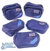 A collection of Abu Garcia plastic zip cases, as follows: 2x three section zipped; and 3x two