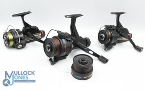 3x ABU Garcia Cardinal fixed spool reels features 2x Cardinal 54 reels stamped 811105 and 810505,