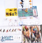 Selection of salmon flies, as follows: Allcocks leather wool lined case with a large collection of