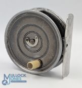 Hardy 3 1/8” Uniqua MKII duplicated alloy fly reel with ivorine handle, smooth alloy foot