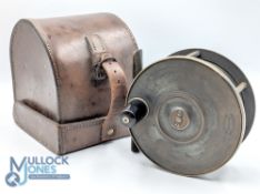 Hardy Bros Birmingham brass salmon fly reel stamped with open oval logo, 4