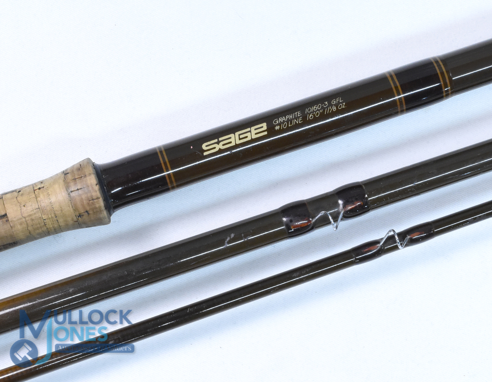 Sage USA Graphite GFL salmon fly rod No 10160-3, 16ft 11 1/8 oz, 3pc line 10# 24" handle with - Image 2 of 3