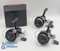 A collection of Mitchell 300 fixed spool reels, all with good bail and run smoothly - one in