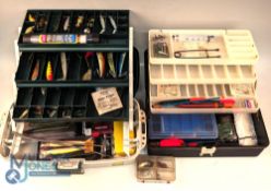 Quantity of Fishing Tackle, Lures, Spinners, Devons, Minnows, Plugs, trace and a selection of tools,