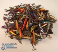 Large quantity (100s) of used fishing lures and plugs, including Rapala, Abu, Blue Fox, Mepps and