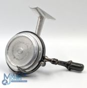 Carswell Modified Illingworth Casting Reel in black finish, half bail arm, exposed gearing