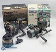 Zebco Trophy 150 RC fixed spool reel, good bail, rear tensioner, counter balanced handle, in