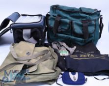 A collection of tackle bags as follows: Fladen case - 4 plastic cases with moveable sections, 12