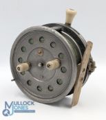 Scarce J S Sharpes Aberdeen Scottie trademarked Silex style 4” alloy casting reel twin handled