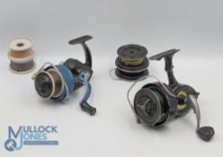 K P Morritts Intrepid Supreme fixed spool reel, bail slow, needs a service, with 2 spare spools; J W