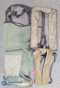 Pair of Barbor Chest Waders, neoprene with size 9 rubber boots, metal studs to sole - size waist
