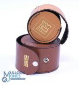 Hardy Alnwick round block leather reel case 3.25
