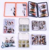 Four vintage Wheatley small alloy pocket fly boxes, including 2 x 6 compartment dry fly models, 2