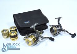 Daiwa Procast 2500X fixed spool reel, good bail, spool tensioner, runs very well, zip pouch, light