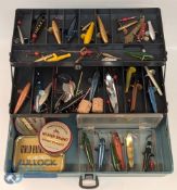 Fishing Tackle Cantilever Plastic box of Lures, Devon Minnow, Spinning Lure, trace with some made by
