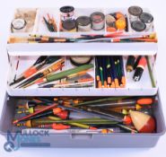 A large collection of floats for pike, sea, trotting and general course fishing, with selection of