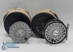 Hardy Bros fine LRH lightweight alloy fly reel with spare spool, 2 screw latch and black handle,