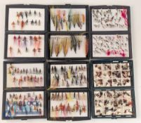 6 Hard Plastic Fly Boxes, with a qty of salmon and trout flies a good selection to include single,