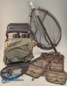 Stillwater Fishing Tackle Stool/Backpack, with an Orvis fishing vest, multi pockets, size L, a