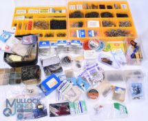 Large collection of sea, coarse and game fishing hooks by Mustad, Shakespeare, tins of trebles and a