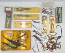 Fishing Tackle Lures, Spinners, plugs with noted makes of Mepas, Rapala, Abu Hi Lo, Red Gill, dead