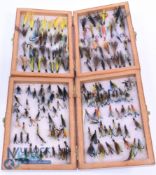 Pair of wood fly boxes with bass fittings, 7