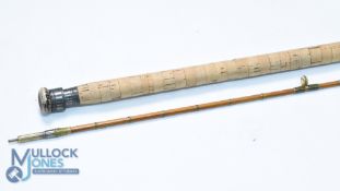 C Farlow & Co Ltd London, split cane spinning rod No 14487, 7ft 2pc 17