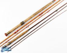 Hardy Alnwick steel centre split cane salmon fly rod No E2505 14' 3pc 24