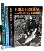 3x Pike Books to include a signed copy, Pike Fishing on the Norfolk Broads 2010 - Derrick Amies, How