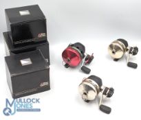 A collection of Abumatic closed face reels, all in original boxes with instructions. Made up of: