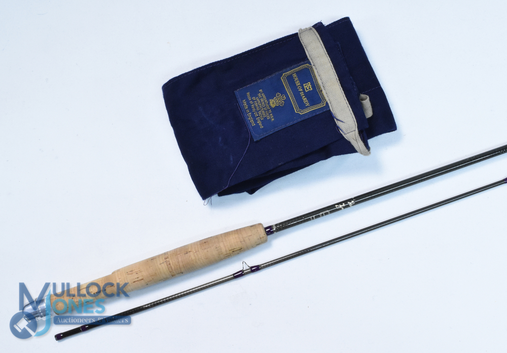 A fine Hardy Alnwick "The Favourite" graphite brook trout fly rod 8ft 2pc line 4/5# alloy reel