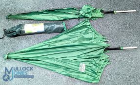 2 Matching large Leeda 2XL Fishing Umbrellas with fixing spikes - plus an outdoor living fishing
