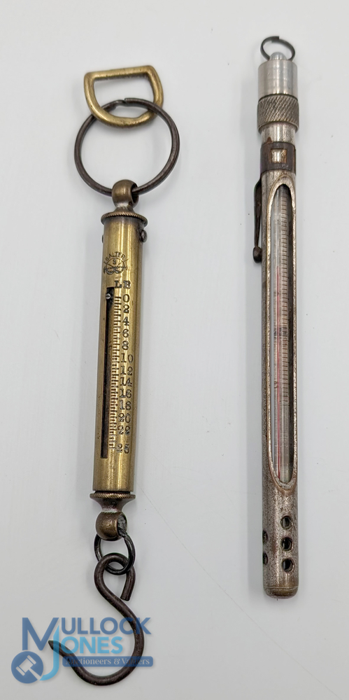 Hardy Bros Scales and Water Thermometer, a brass Salter scale marked Hardy Bros, scale 0-26lb, Hardy - Image 2 of 2