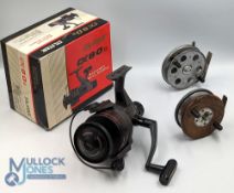 C Farlow & Son London alloy centre pin/trotting reel, 3 5/8