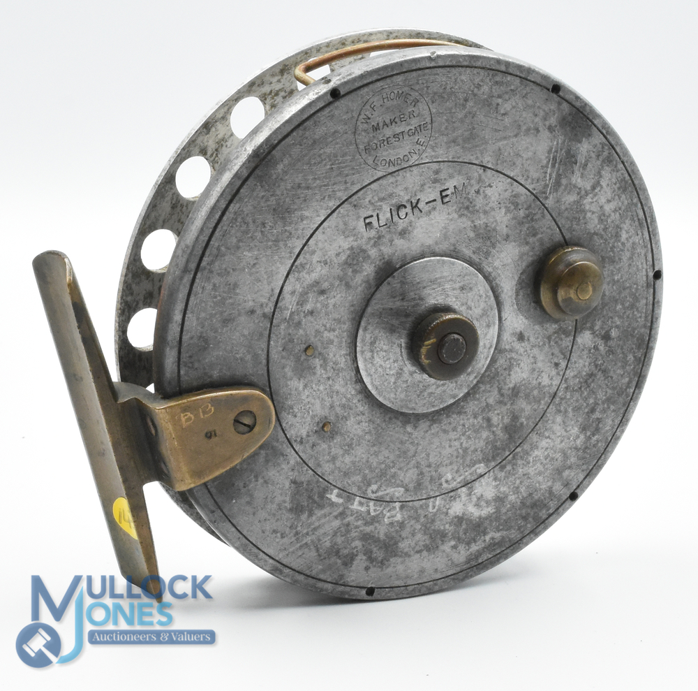 W F Homer Maker, Forest Gate, London, Flick-Em 4 1/8" narrow ventilated spool, lever latch, twin - Image 2 of 2